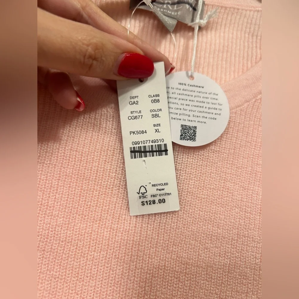 J.Crew NWT Ribbed featherweight cashmere T-shirt in Pink